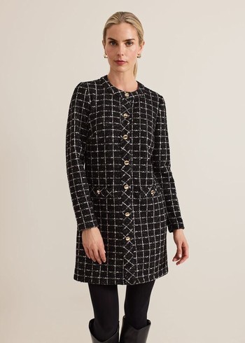 Phase Eight Mylee Tweed Tunic Dress Black USA | 2690348-IU